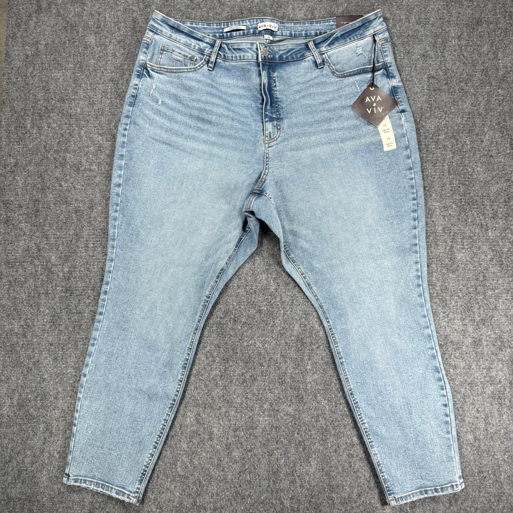 Ava & Viv Women's 24 Light Wash High Rise Skinny Stretch Jeans NWT Plus Size